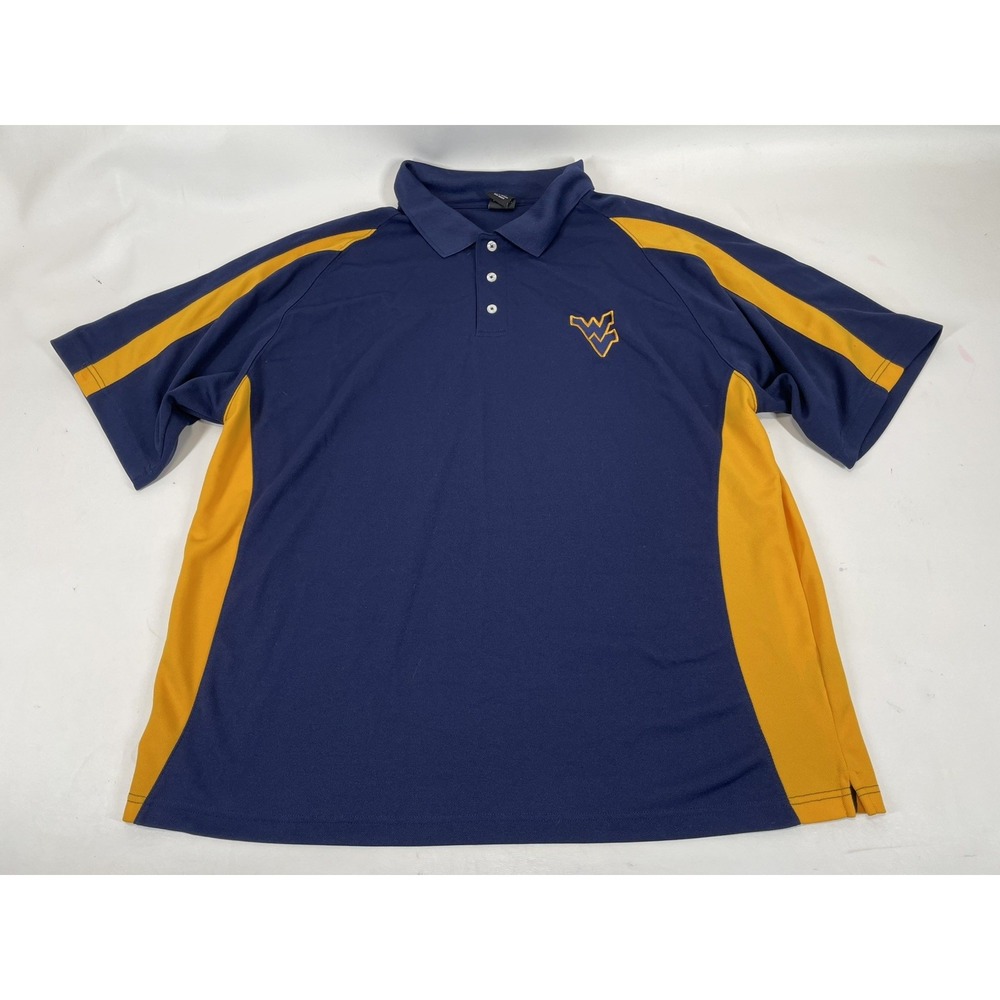 West Virginia Mountaineers Starter Polo Shirt Mens Size 2XL Blue‎ Yellow